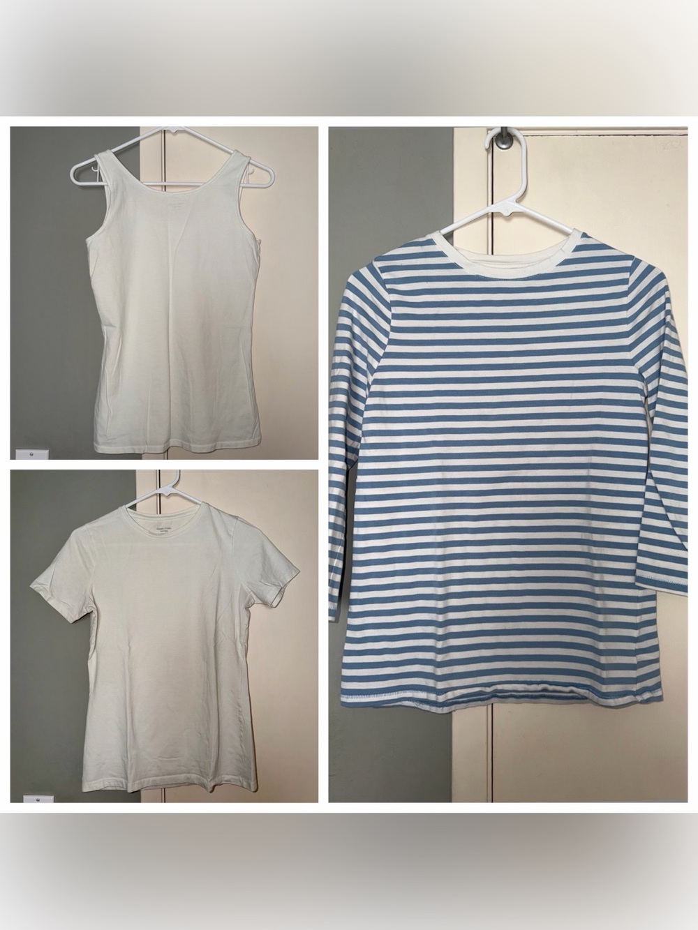 3 Women’s Tops. Tank & Tee & Blue Stripe 3/4 Sleeve Tops